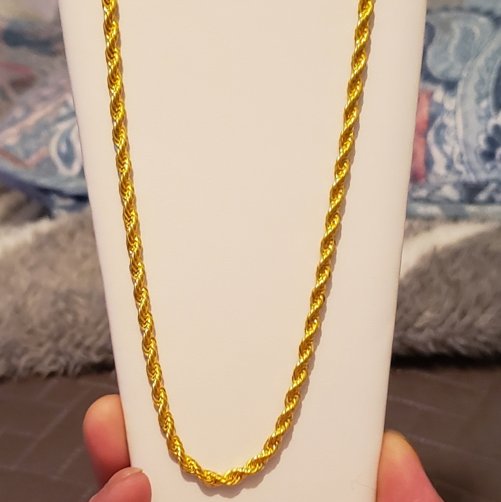 18K YG VERMEIL 30"INCH UNISEX ROPE CHAIN NECKLACE